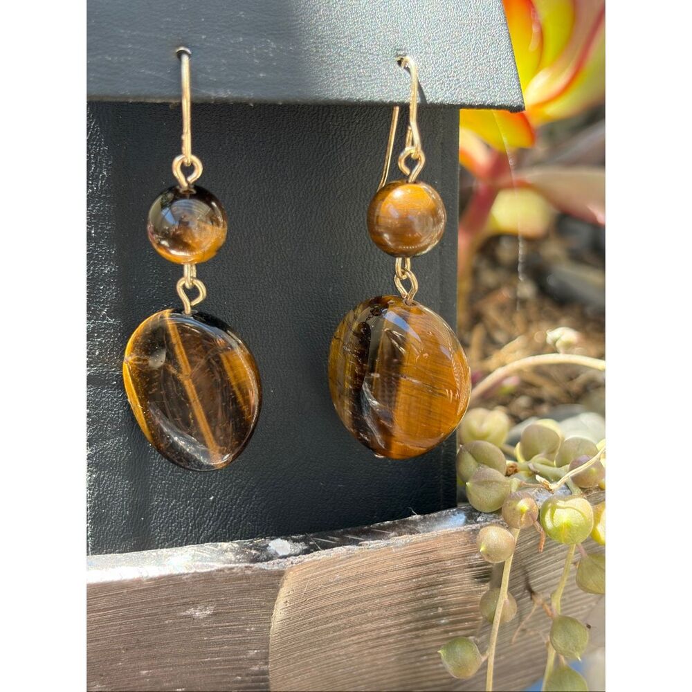 Vintage tiger eye dangle earrings
